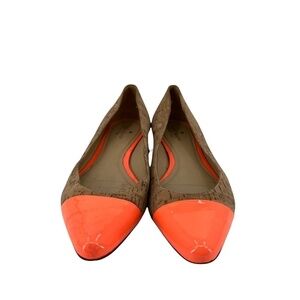 Kate Spade Orange Elina Cork Cap Pointed Toe Flats Size 7 1/2 Women’s